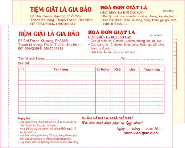 In hoa đơn giấy cacbon - In Bao Bì ATP - Công Ty TNHH Đầu Tư Và Thương Mại ATP