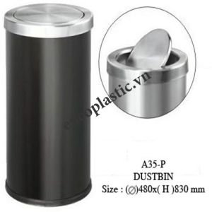 Thùng rác inox nắp lật A35-P - Thùng Rác Nhựa Enco - Công Ty Cổ Phần Sản Xuất Thiết Bị Môi Trường Đô Thị Enco