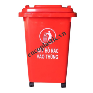 Thùng rác nhựa HDPE 60L bánh xe - Thùng Rác Nhựa Enco - Công Ty Cổ Phần Sản Xuất Thiết Bị Môi Trường Đô Thị Enco