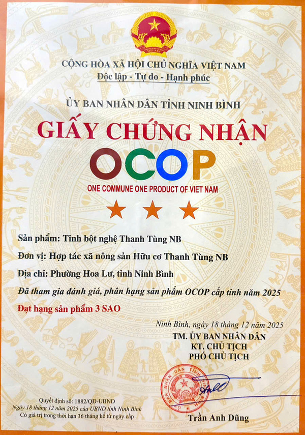 Chứng nhận OCOP tinh bột nghệ
