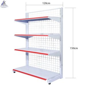 Kệ siêu thị đơn lưng lưới 120cm x 180cm