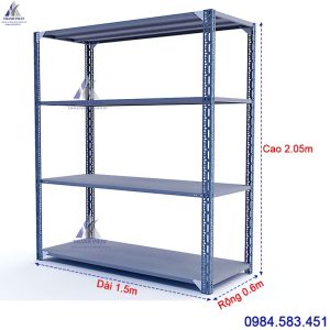Kệ sắt V lỗ 4 tầng dài 1.5m x cao 2.05m