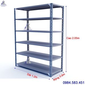 Kệ sắt V lỗ 6 tầng dài 1m x cao 2.05m