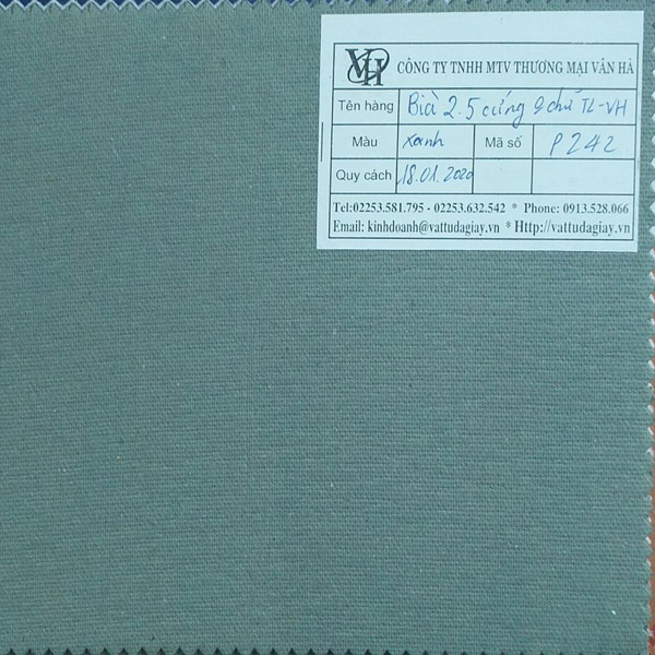 Bìa độn đế 2.5 cứng TL-VH xanh P242 - Chi Nhánh Hồ Chí Minh - Chi Nhánh Công Ty TNHH Một Thành Viên Thương Mại Vân Hà