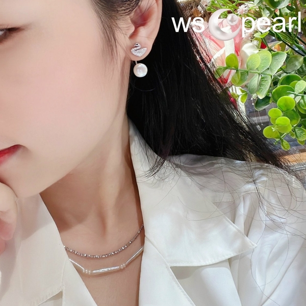 Bông tai thiên nga đính ngọc trai - Trang Sức Ngọc Trai WSCPearl