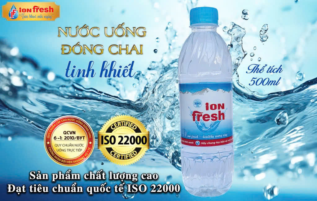 Nước uống đóng chai tinh khiết 350ml - Công Ty TNHH Sản Xuất & Gia Công Nước Uống Đóng Chai Ion Fresh