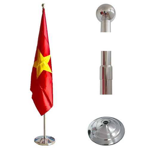 Cột cờ inox văn phòng 1.6 - 3m - Bạc cao cấp