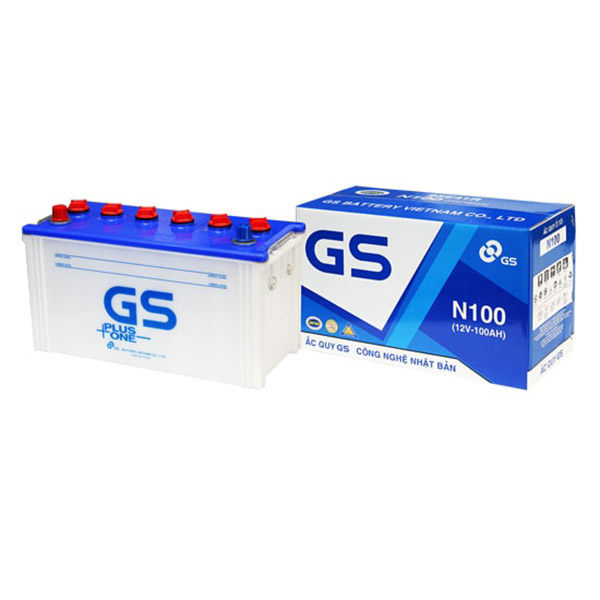 Bình ắc quy GS 12V 100Ah N100 - Xe Nâng Người Khang Phước Thịnh - Công Ty Trách Nhiệm Hữu Hạn Thương Mại Dịch Vụ Khang Phước Thịnh