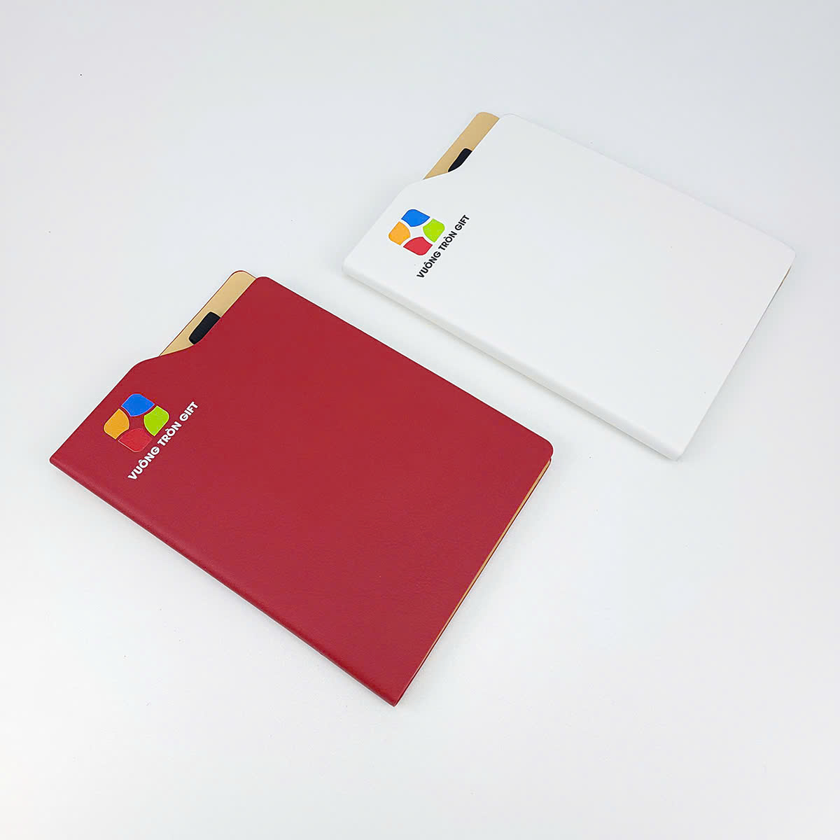 Sổ bìa da A5 dán gáy in logo - Quà Tặng Vuông Tròn - Công Ty Cổ Phần Quà Tặng Vuông Tròn