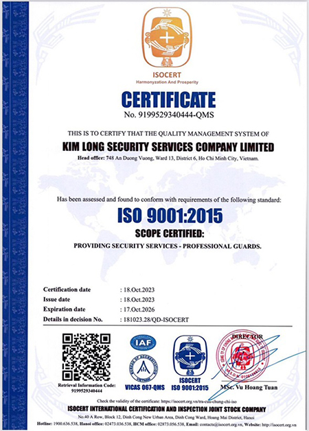 Chứng nhận ISO 9001:2015