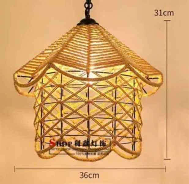 Đèn thả khung sắt hình chùa một cột quấn thừng