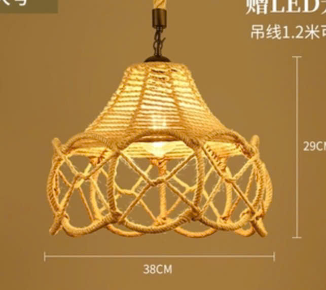Đèn thả trần khung sắt hình núi lửa quấn thừng