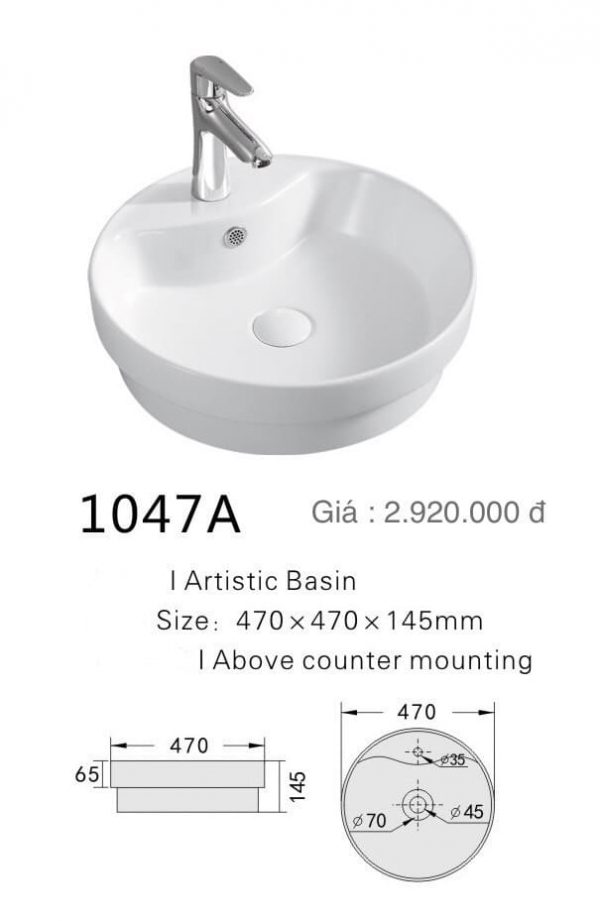 Chậu Lavabo đặt bàn KOLNI-1047A