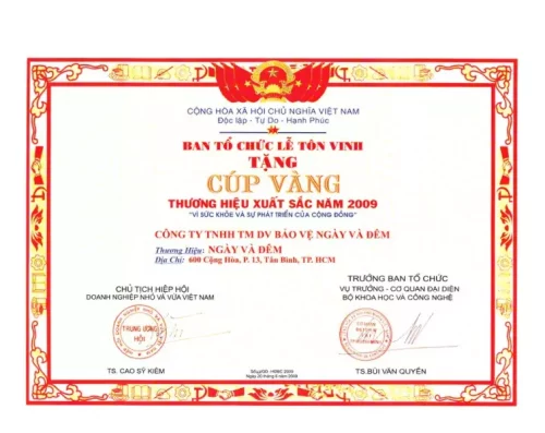 Bằng khen - Dịch Vụ Bảo Vệ Ngày & Đêm - Chi Nhánh Công Ty TNHH Dịch Vụ Bảo Vệ Ngày & Đêm Tại Thành Phố Cần Thơ