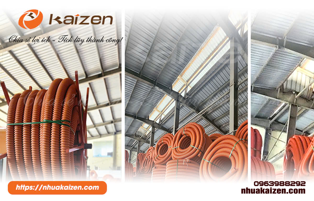 Ống nhựa gân xoắn HDPE Cam Kaizen - ống Nhựa Kaizen - Công Ty Cổ Phần Nhựa Kaizen