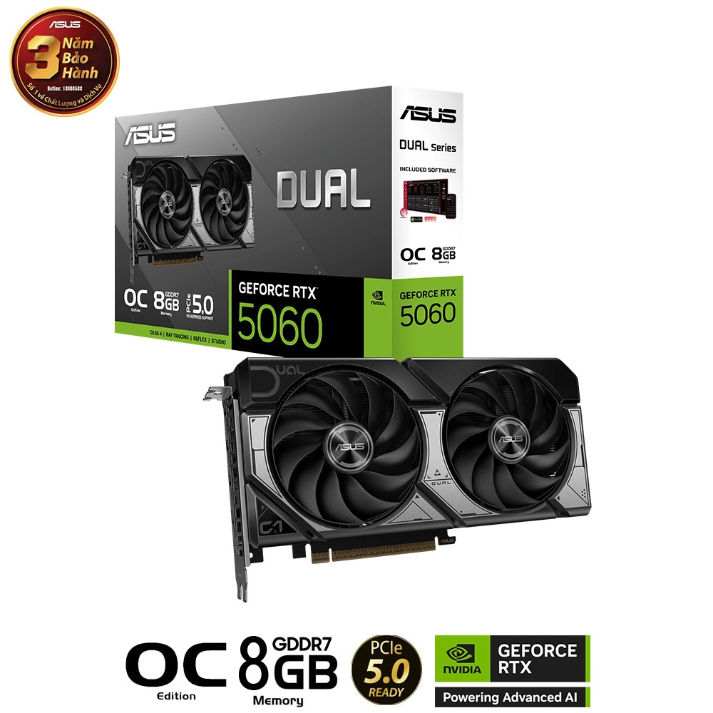VGA AI ASUS Dual RTX 5060 8GB GDDR7 OC