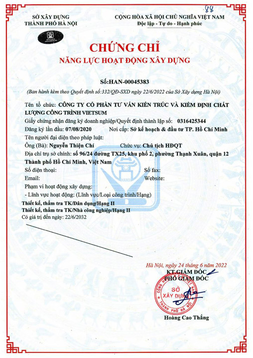 Chứng chỉ năng lực hoạt động xây dựng
