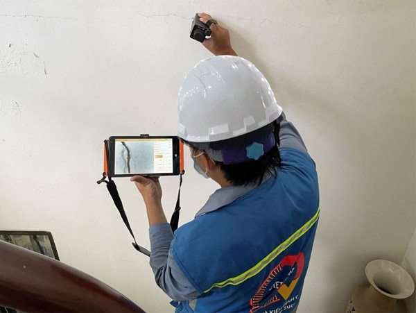 Kiểm định vết nứt hư hỏng cấu kiện nghiêng võng