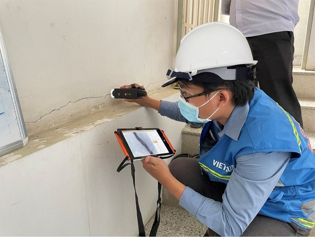 Kiểm định vết nứt hư hỏng cấu kiện nghiêng võng