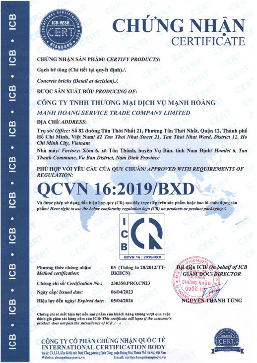 Chứng chỉ QCVN 16:2019/BXD
