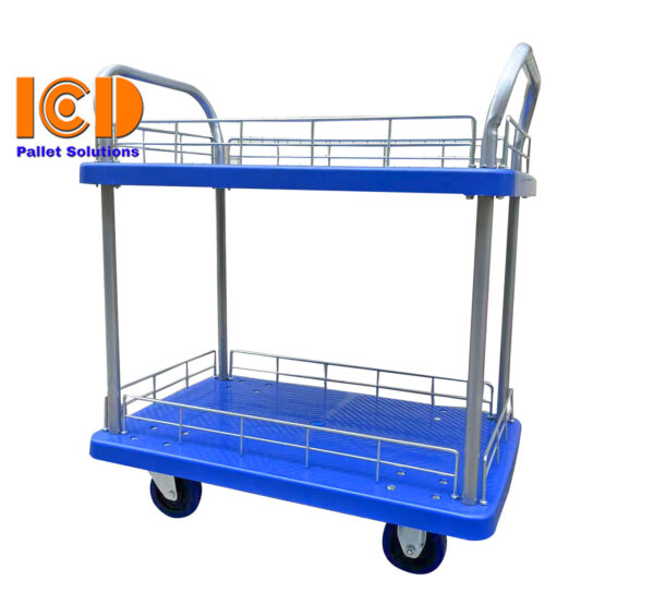 Xe đẩy hàng 2 tầng ICD tải trọng 150kg - Thùng Nhựa Danpla - Công Ty TNHH Sản Xuất Công Nghiệp ICD Việt Nam