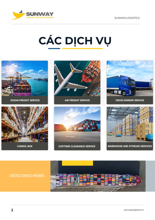 Các dịch vụ vận tải quốc tế - Sunway Logistics - Giao Nhận Vận Tải Quốc Tế - Công Ty Cổ Phần Dịch Vụ Tiếp Vận Sunway