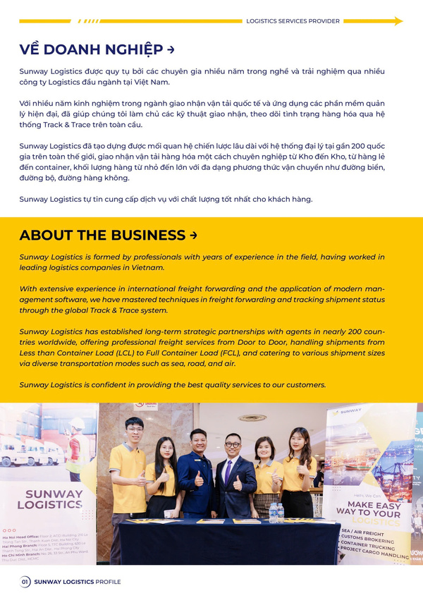 Hình ảnh giới thiệu công ty Sunway - Sunway Logistics - Giao Nhận Vận Tải Quốc Tế - Công Ty Cổ Phần Dịch Vụ Tiếp Vận Sunway