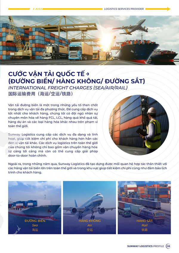 Vận tải quốc tế - Sunway Logistics - Giao Nhận Vận Tải Quốc Tế - Công Ty Cổ Phần Dịch Vụ Tiếp Vận Sunway