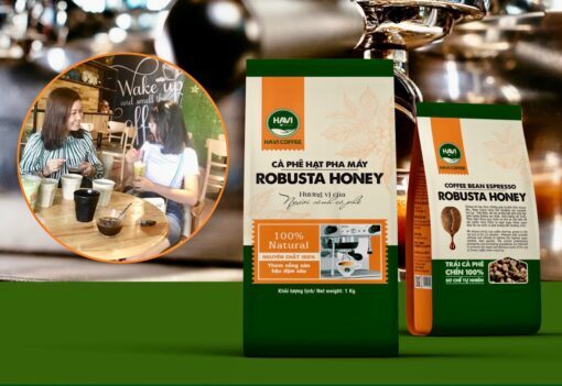 Cà phê hạt pha máy Robusta Honey túi 1kg
