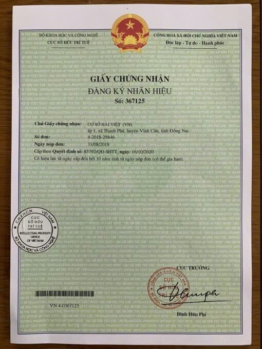 Chứng nhận đăng ký nhãn hiệu