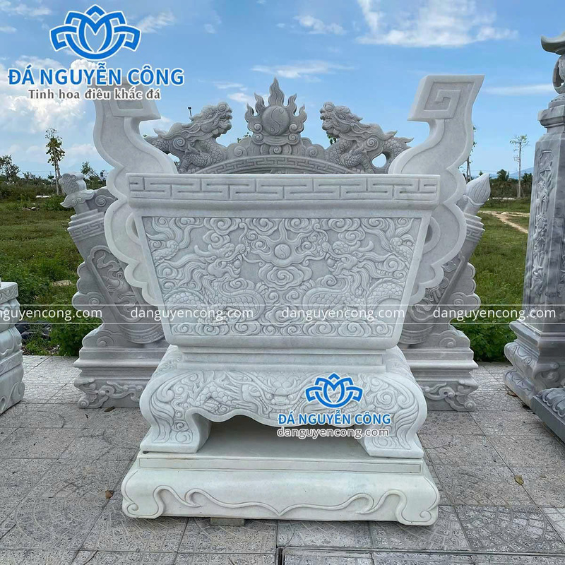 Lư hương đá vuông cẩm thạch - Tượng Đá Non Nước Đà Nẵng - Công Ty TNHH Điêu Khắc Đá Mỹ Nghệ Nguyễn Công