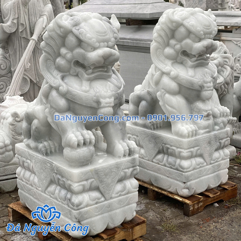 Tượng kỳ lân đá cẩm thạch trắng - Tượng Đá Non Nước Đà Nẵng - Công Ty TNHH Điêu Khắc Đá Mỹ Nghệ Nguyễn Công