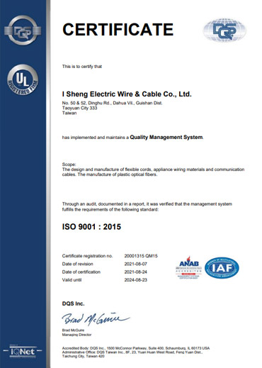 ISO 9001:2015 - Dây Cáp Điện I Sheng - Công Ty TNHH I Sheng Electric Wire & Cable (Việt Nam)