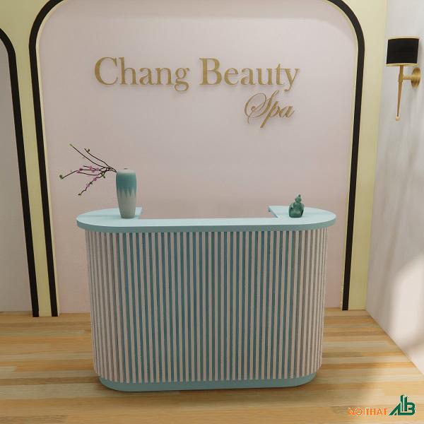 Quầy thu ngân 1m5 xanh trắng lam sóng QTN037 - Nội Thất AB - Công Ty TNHH Trang Trí Nội Thất AB