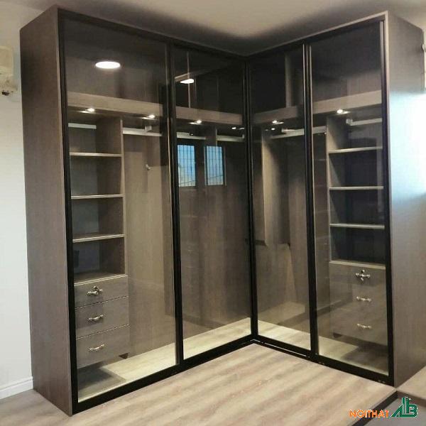 Tủ quần áo chữ L cánh kính TQA145 - Nội Thất AB - Công Ty TNHH Trang Trí Nội Thất AB