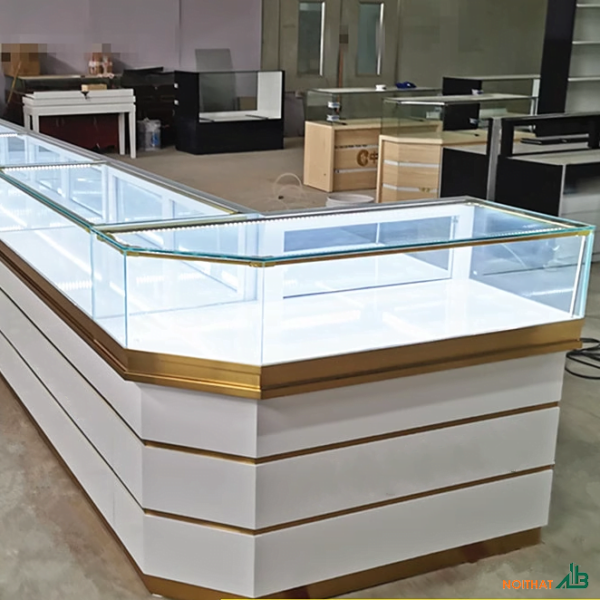 Tủ trưng bày vàng bạc chữ L TTB086 - Nội Thất AB - Công Ty TNHH Trang Trí Nội Thất AB