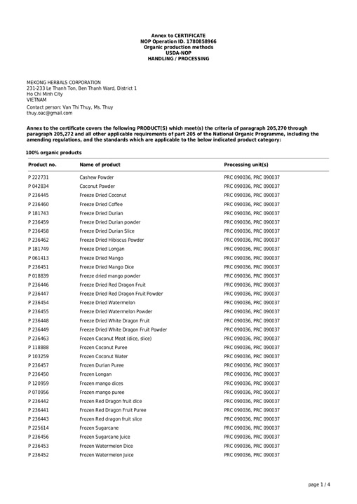 Chứng nhận hữu cơ USDA