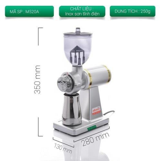 Máy xay cà phê mini Akirakoki M520A - Màu bạc