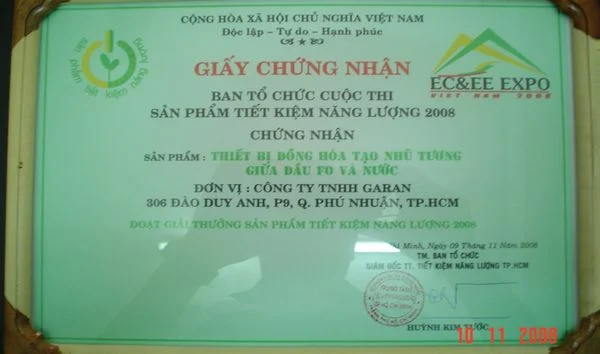 Chứng nhận - Bec Phun Công Nghiệp Garan -  Công Ty Cổ Phần Công Nghệ Mới Garan