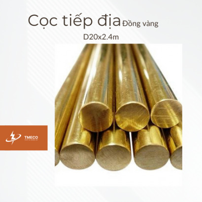 Cọc tiếp địa đồng vàng D20x2.4m - Thiết Bị Và Hệ Thống Chống Sét TMECO - Công Ty TNHH Thương Mại Kỹ Thuật TMECO Việt Nam