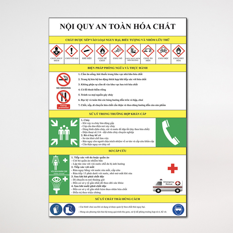 Biển báo nội quy an toàn hóa chất - Thiết Bị PCCC Levu - Công Ty TNHH Levu.vn