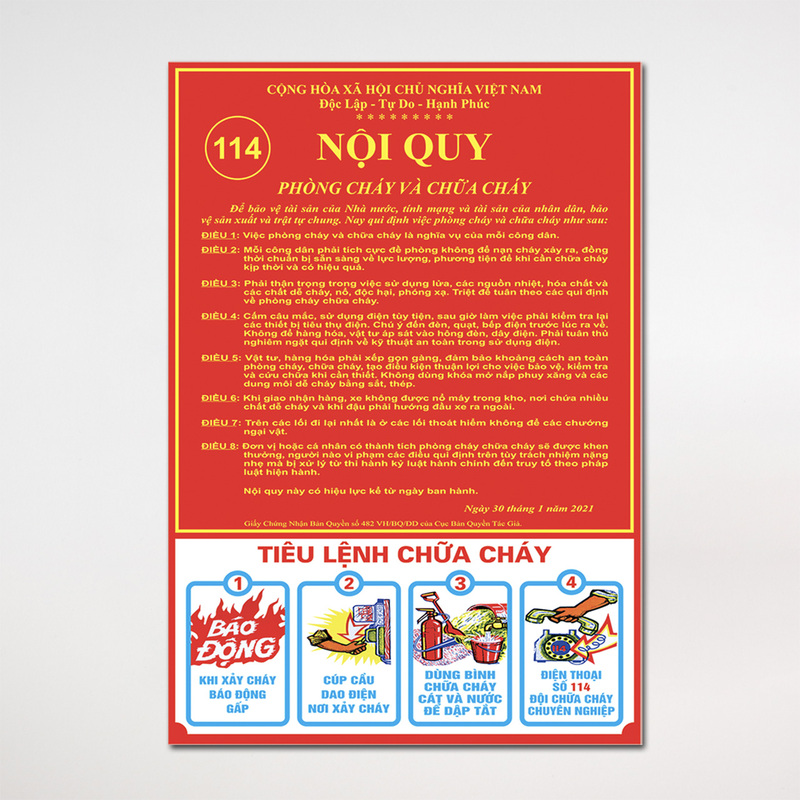 Biểu nội quy tiêu lệnh PCCC - Thiết Bị PCCC Levu - Công Ty TNHH Levu.vn