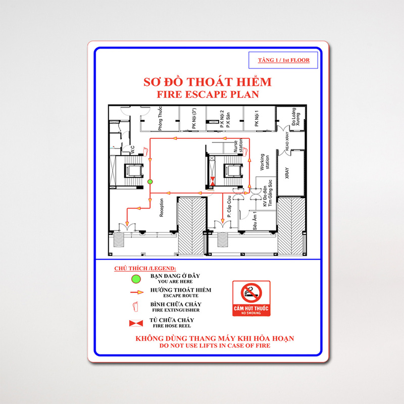 Biển sơ đồ thoát hiểm tòa nhà chỉ dẫn an toàn PCCC - Thiết Bị PCCC Levu - Công Ty TNHH Levu.vn