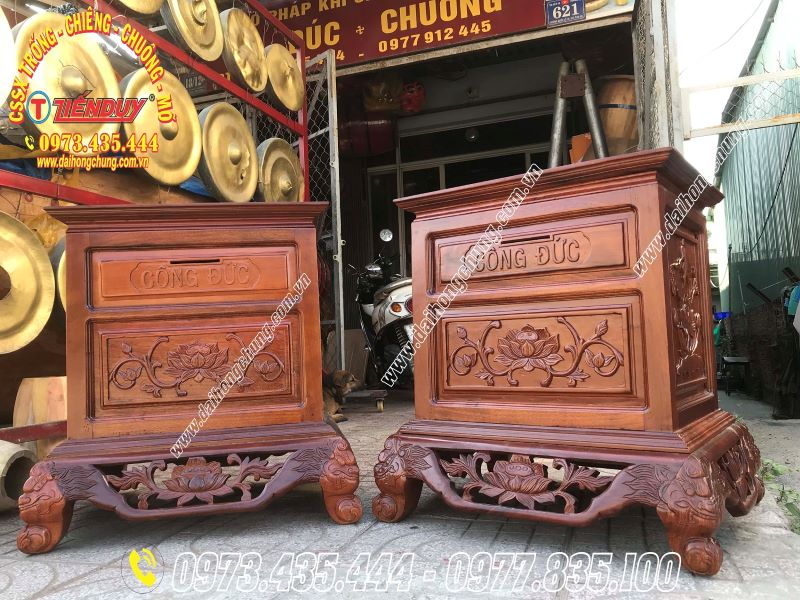 Hòm công đức - Cơ Sở Sản Xuất Chiêng Trống Chuông Mõ Tiến Duy