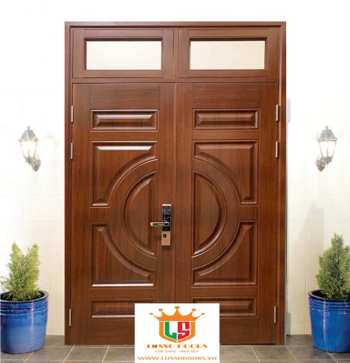 Cửa thép vân gỗ 2 cánh cân HMS6005 - Lussodoors