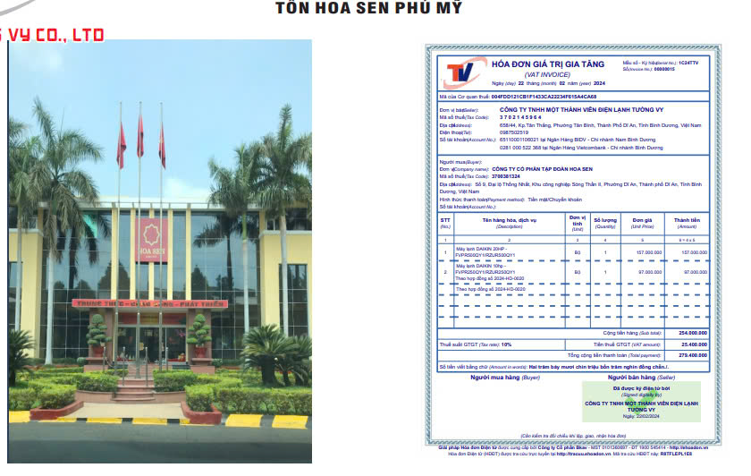 Tôn hoa sen Phú Mỹ - Điều Hòa Không Khí Tường Vy - Công Ty TNHH Một Thành Viên Điện Lạnh Tường Vy