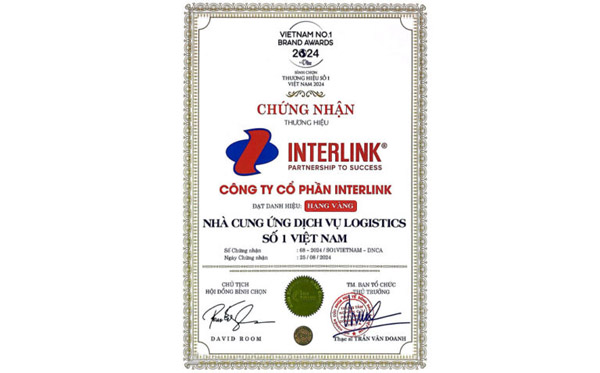 Giải thưởng nhà cung cấp dịch vụ logistic số 1 Việt Nam - Dịch Vụ Hải Quan Interlink - Công Ty Cổ Phần Interlink