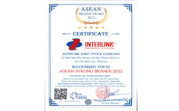 Giải thưởng Top brand 2022 - Vận Tải Interlink - Công Ty Cổ Phần Interlink