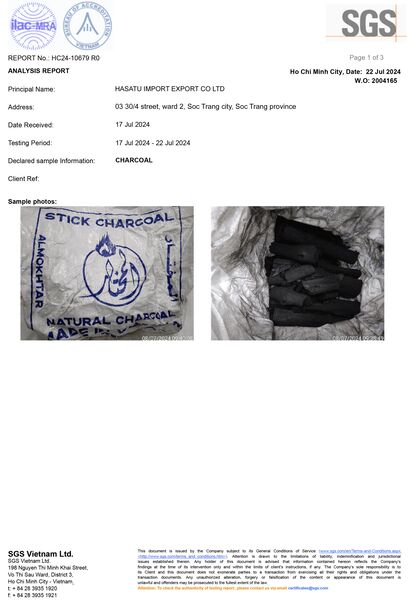 SGS - Than Không Khói HASATU - Công Ty TNHH Xuất Nhập Khẩu HASATU