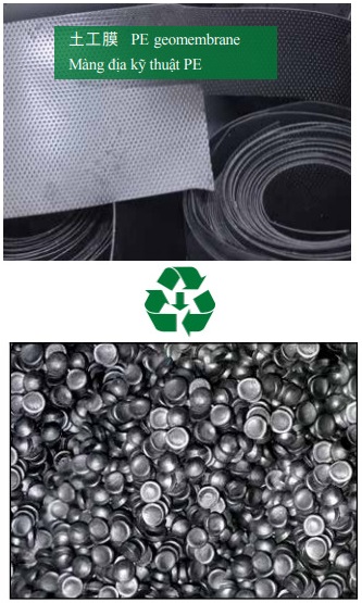 Sản xuất hạt nhựa từ màng địa kỹ thuật PE - Máy Tạo Hạt Nhựa Tái Chế HONGKE - Công Ty TNHH Máy Móc HONGKE
